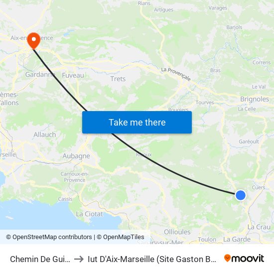 Chemin De Guiran to Iut D'Aix-Marseille (Site Gaston Berger) map