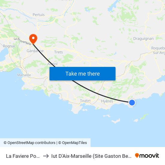 La Faviere Poste to Iut D'Aix-Marseille (Site Gaston Berger) map