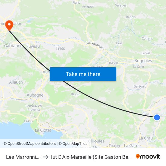 Les Marronniers to Iut D'Aix-Marseille (Site Gaston Berger) map