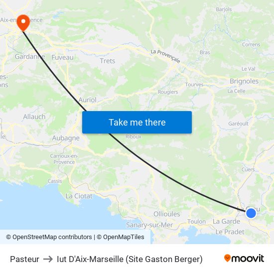 Pasteur to Iut D'Aix-Marseille (Site Gaston Berger) map