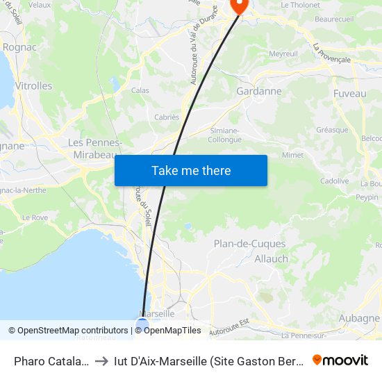 Pharo Catalans to Iut D'Aix-Marseille (Site Gaston Berger) map