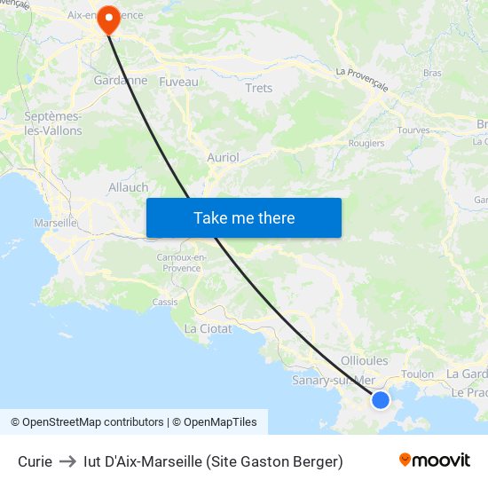 Curie to Iut D'Aix-Marseille (Site Gaston Berger) map