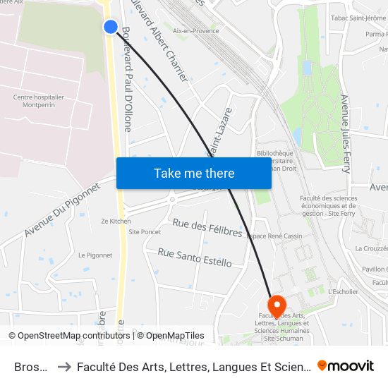 Brossolette to Faculté Des Arts, Lettres, Langues Et Sciences Humaines - Site Schuman map