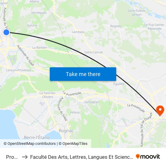 Provence to Faculté Des Arts, Lettres, Langues Et Sciences Humaines - Site Schuman map