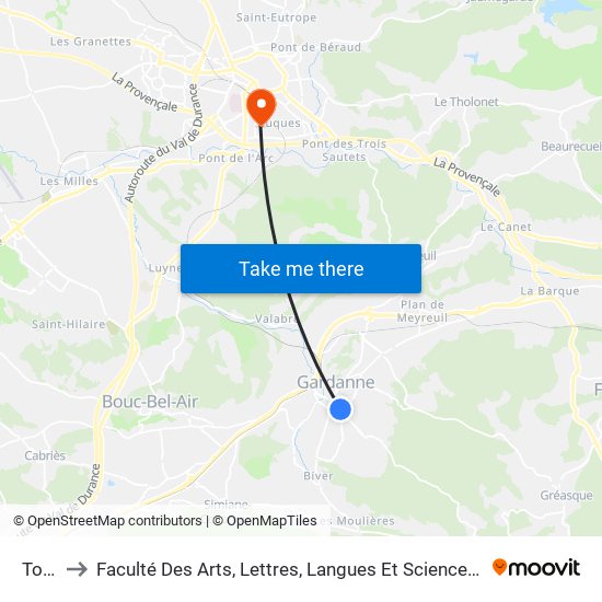 Toulon to Faculté Des Arts, Lettres, Langues Et Sciences Humaines - Site Schuman map