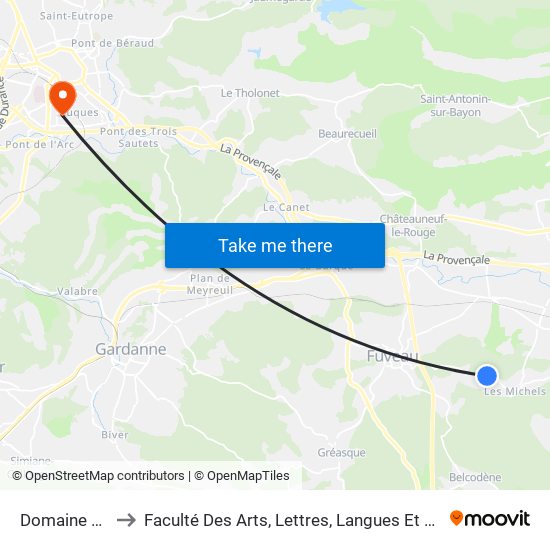 Domaine Des Michels to Faculté Des Arts, Lettres, Langues Et Sciences Humaines - Site Schuman map