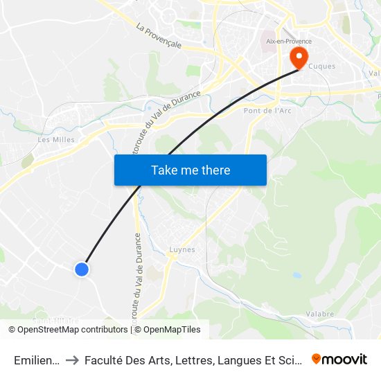 Emilien Gautier to Faculté Des Arts, Lettres, Langues Et Sciences Humaines - Site Schuman map