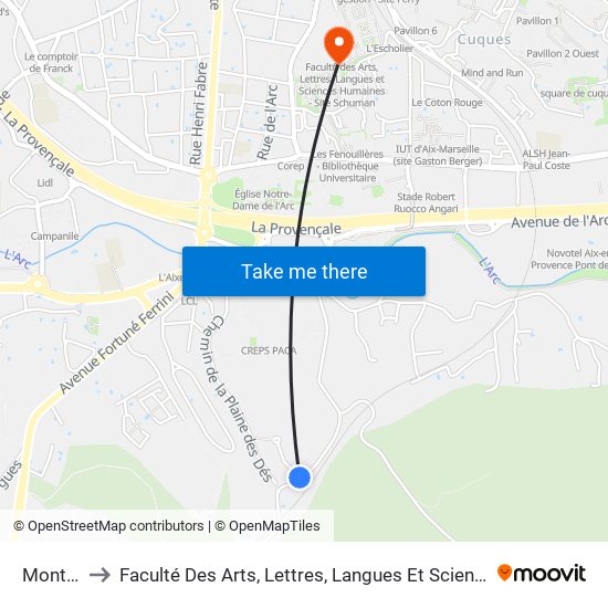 Montaiguet to Faculté Des Arts, Lettres, Langues Et Sciences Humaines - Site Schuman map