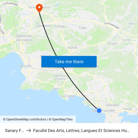 Sanary Falaise to Faculté Des Arts, Lettres, Langues Et Sciences Humaines - Site Schuman map