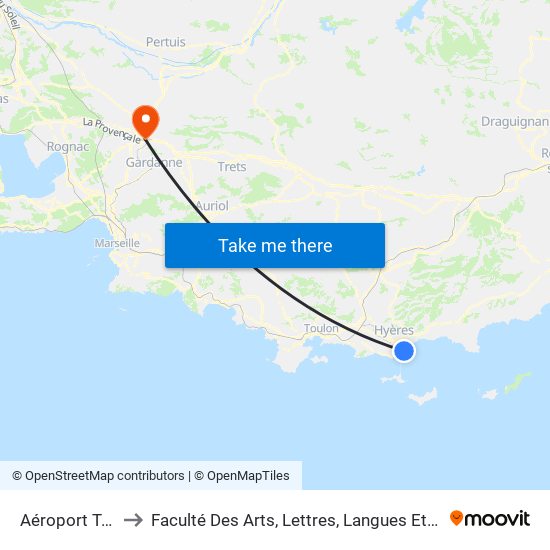 Aéroport Toulon Hyeres to Faculté Des Arts, Lettres, Langues Et Sciences Humaines - Site Schuman map