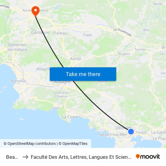 Beaucaire to Faculté Des Arts, Lettres, Langues Et Sciences Humaines - Site Schuman map