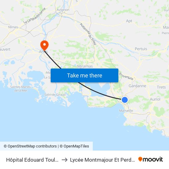 Hôpital Edouard Toulouse to Lycée Montmajour Et Perdiguier map