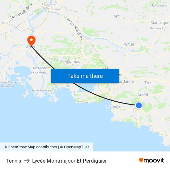 Tennis to Lycée Montmajour Et Perdiguier map