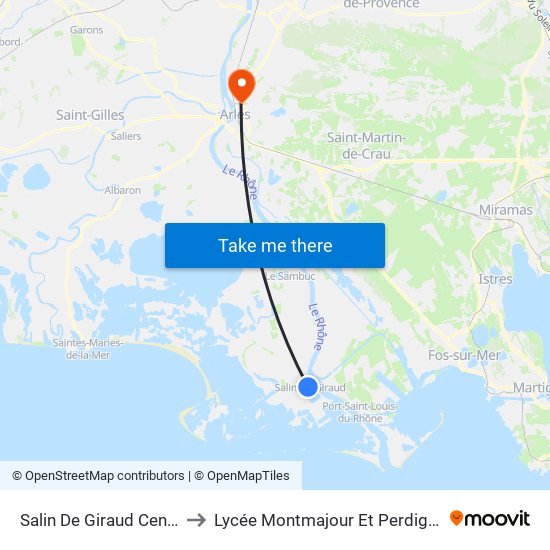 Salin De Giraud Centre to Lycée Montmajour Et Perdiguier map