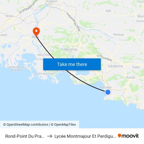 Rond-Point Du Prado to Lycée Montmajour Et Perdiguier map