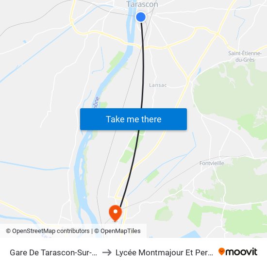 Gare De Tarascon-Sur-Rhône to Lycée Montmajour Et Perdiguier map