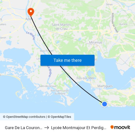 Gare De La Couronne to Lycée Montmajour Et Perdiguier map