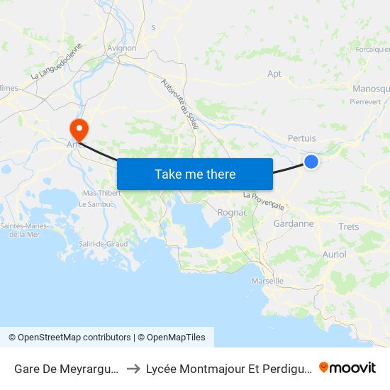 Gare De Meyrargues to Lycée Montmajour Et Perdiguier map