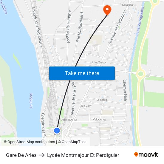 Gare De Arles to Lycée Montmajour Et Perdiguier map