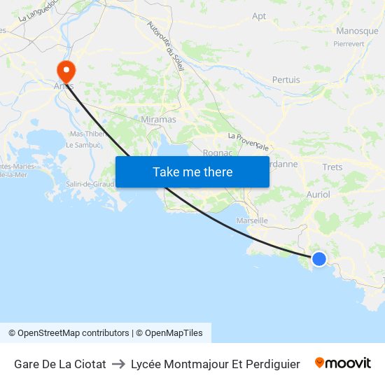 Gare De La Ciotat to Lycée Montmajour Et Perdiguier map