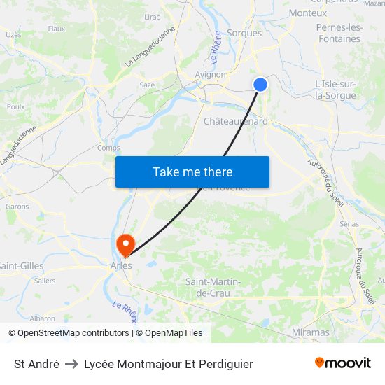 St André to Lycée Montmajour Et Perdiguier map