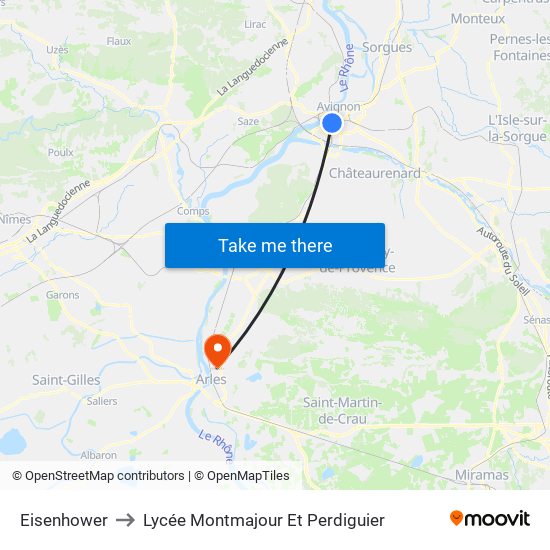 Eisenhower to Lycée Montmajour Et Perdiguier map