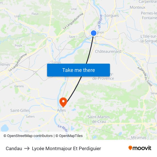 Candau to Lycée Montmajour Et Perdiguier map