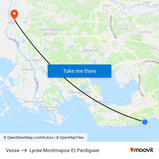 Vesse to Lycée Montmajour Et Perdiguier map