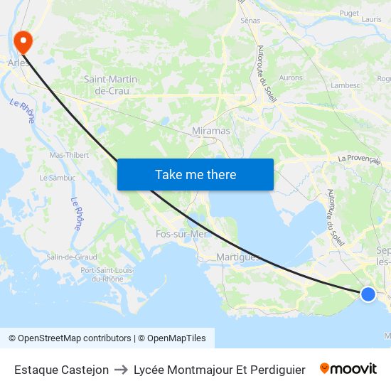 Estaque Castejon to Lycée Montmajour Et Perdiguier map