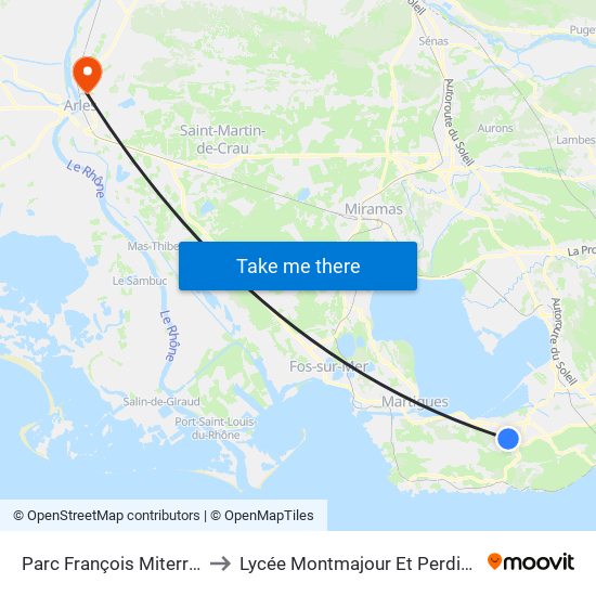 Parc François Miterrand to Lycée Montmajour Et Perdiguier map