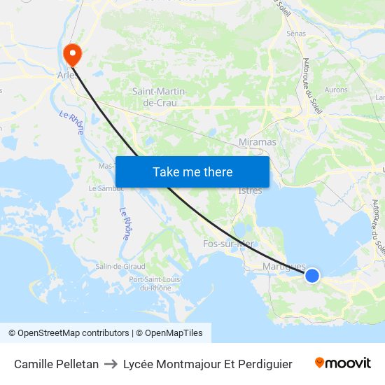 Camille Pelletan to Lycée Montmajour Et Perdiguier map