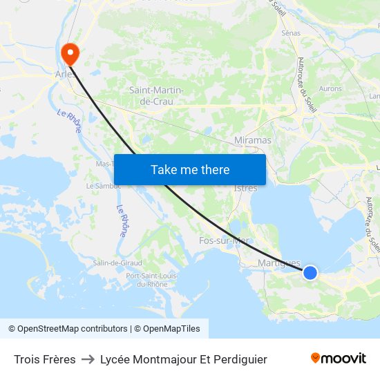 Trois Frères to Lycée Montmajour Et Perdiguier map