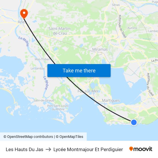 Les Hauts Du Jas to Lycée Montmajour Et Perdiguier map