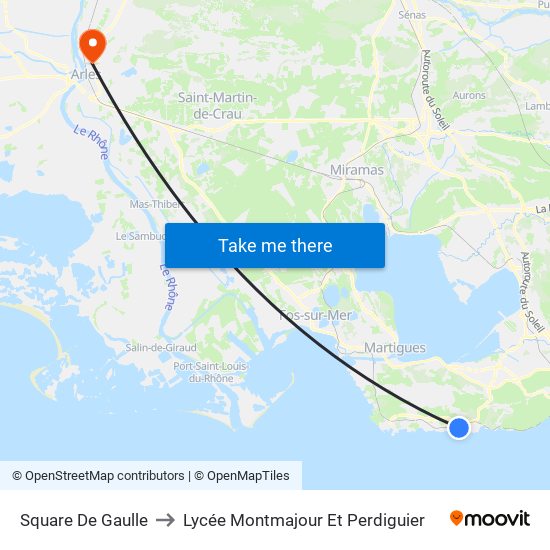 Square De Gaulle to Lycée Montmajour Et Perdiguier map