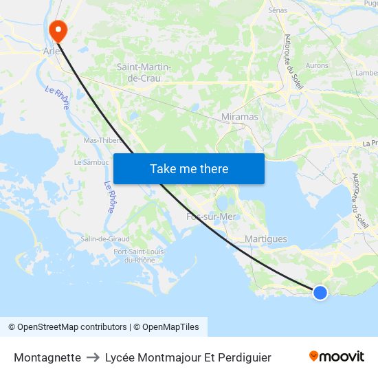 Montagnette to Lycée Montmajour Et Perdiguier map