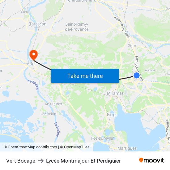 Vert Bocage to Lycée Montmajour Et Perdiguier map