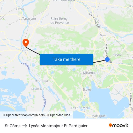 St Côme to Lycée Montmajour Et Perdiguier map