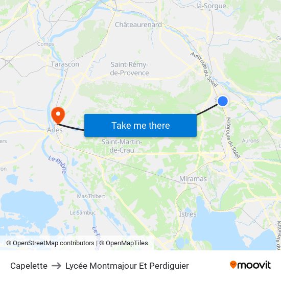 Capelette to Lycée Montmajour Et Perdiguier map