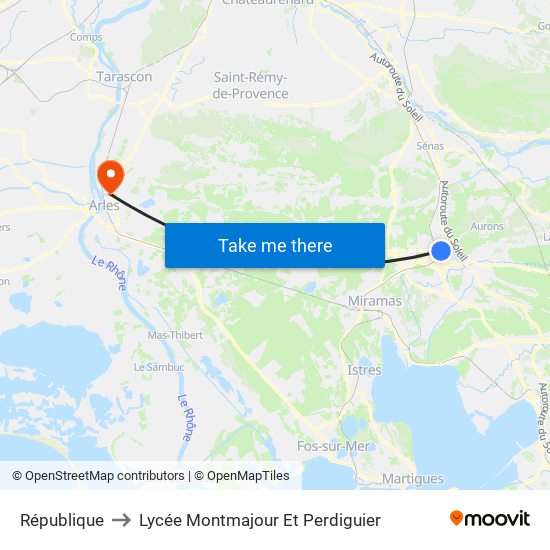 République to Lycée Montmajour Et Perdiguier map