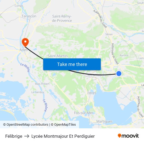 Félibrige to Lycée Montmajour Et Perdiguier map