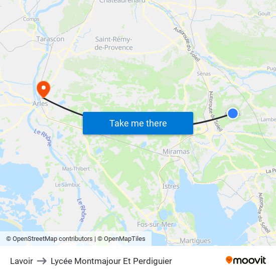 Lavoir to Lycée Montmajour Et Perdiguier map