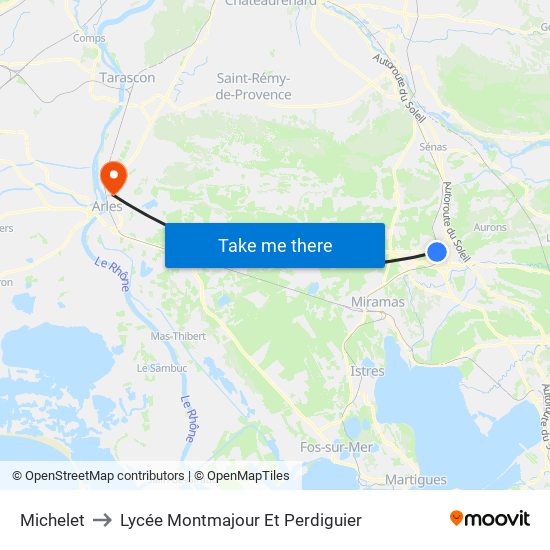 Michelet to Lycée Montmajour Et Perdiguier map
