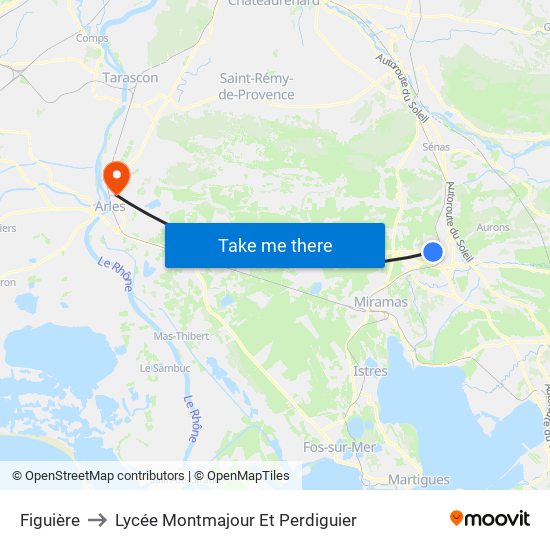 Figuière to Lycée Montmajour Et Perdiguier map