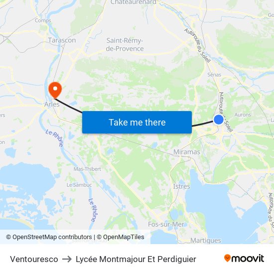 Ventouresco to Lycée Montmajour Et Perdiguier map