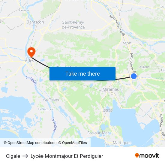 Cigale to Lycée Montmajour Et Perdiguier map
