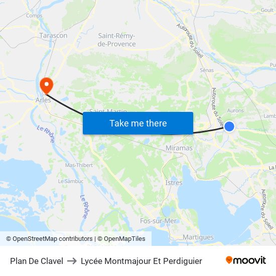 Plan De Clavel to Lycée Montmajour Et Perdiguier map