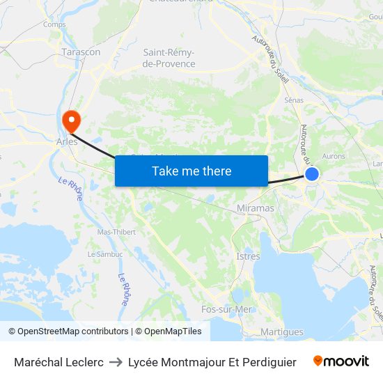 Maréchal Leclerc to Lycée Montmajour Et Perdiguier map