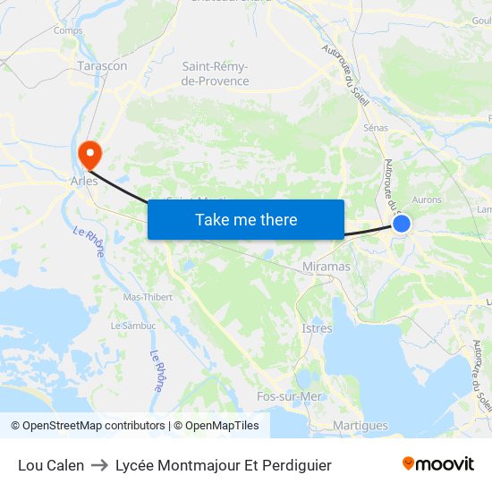 Lou Calen to Lycée Montmajour Et Perdiguier map