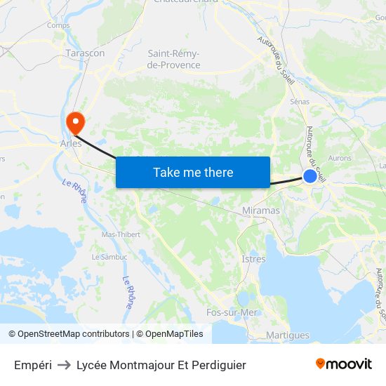 Empéri to Lycée Montmajour Et Perdiguier map