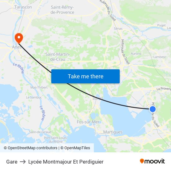 Gare to Lycée Montmajour Et Perdiguier map